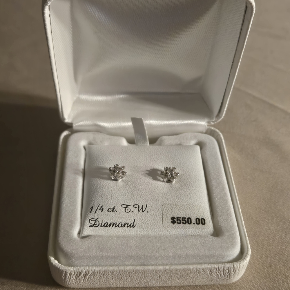 Elegant Silver Diamond Stud Earrings